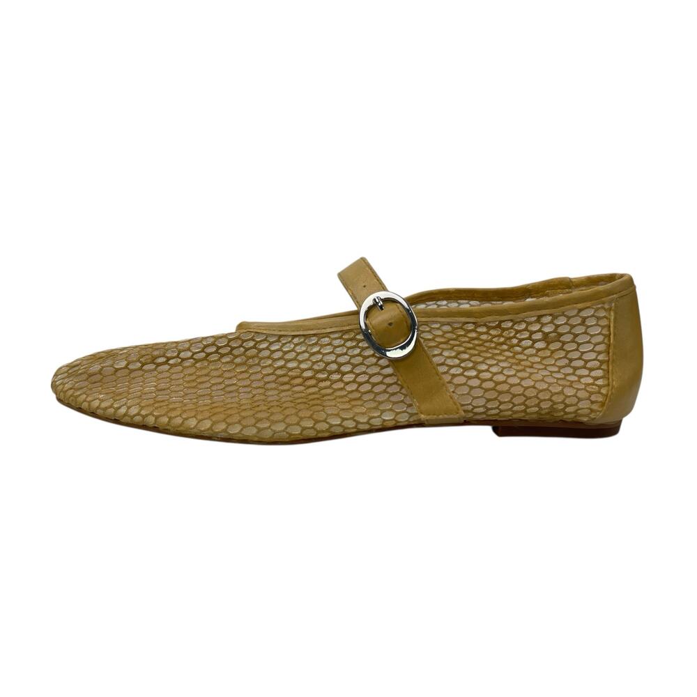 Aldo Gold Fishnet  Round Toe Adjustable Buckle Strap Mary Jane Flats Shoes 8.5